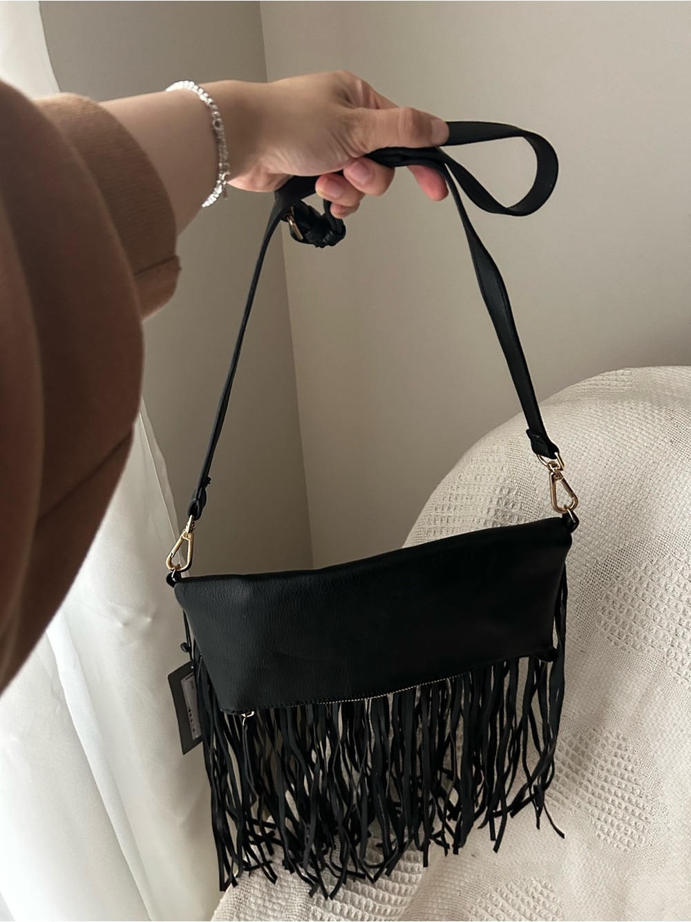 Vero Moda Black Fringe Crossbody bag Edgy feminine- New with tag